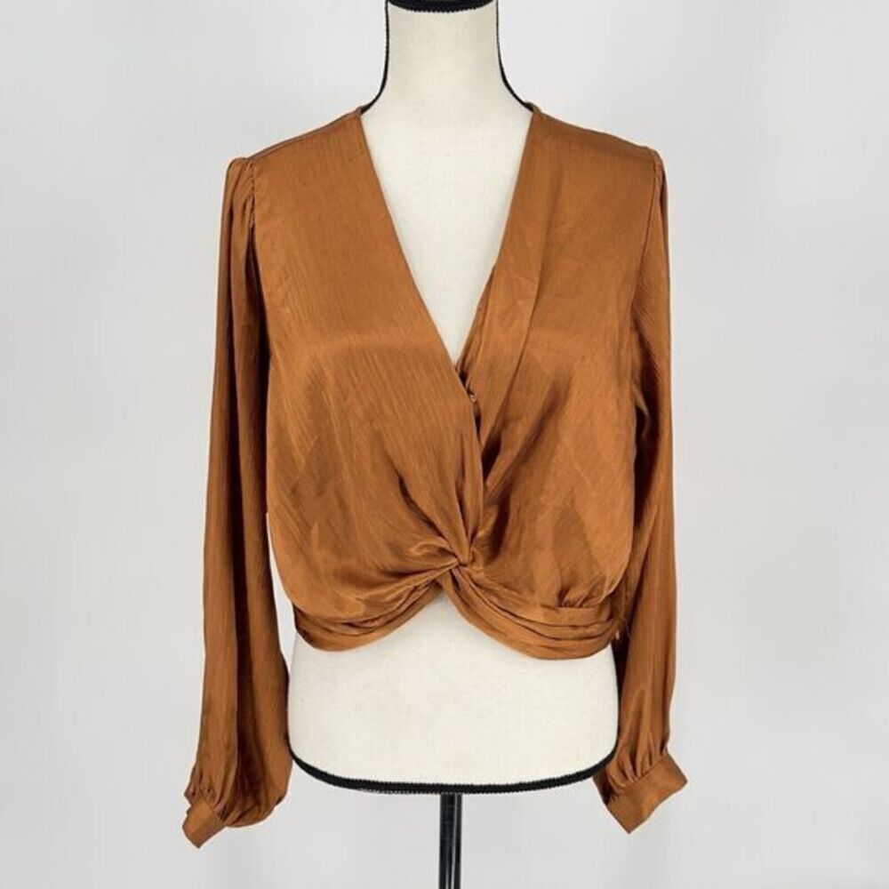 DO+BE Top S Blouson V Neck Popover Long Sleeve Party Cocktail Sexy Holiday Small